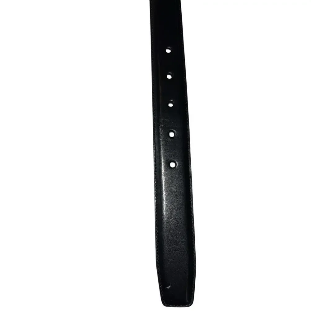 Men’s Black Genuine Leather‎ Dress Belt Silver Buckle Size 40/100 Classic